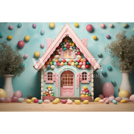 Fabric Photography Background Easter House / Backdrop 5368