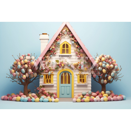 Fabric Photography Background Easter House / Backdrop 5369