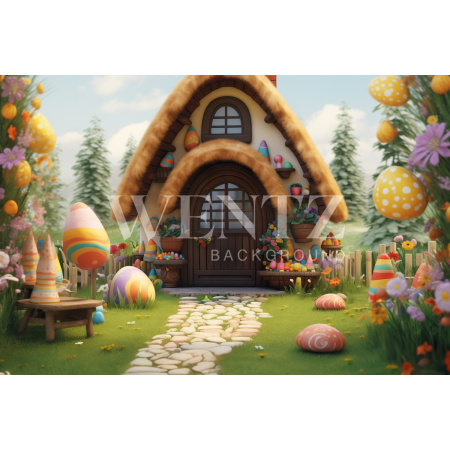 Fabric Photography Background Easter House / Backdrop 5410