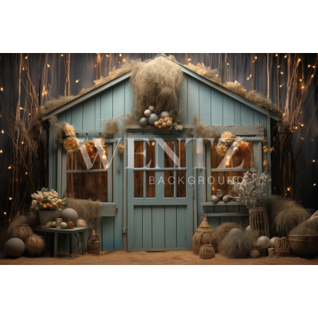 Fabric Photography Background Easter House / Backdrop 5473