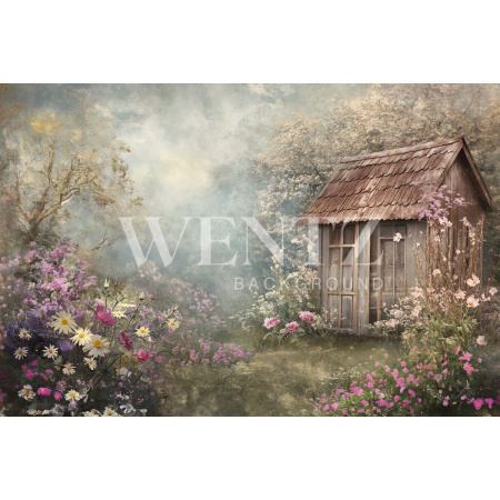 Fabric Photography Background Easter House / Backdrop 5653