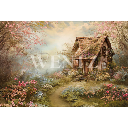 Fabric Photography Background Easter House / Backdrop 5656