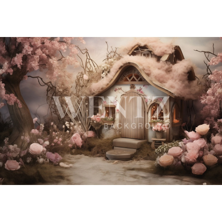 Fabric Photography Background Easter House / Backdrop 5657