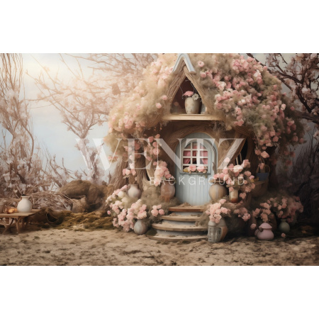 Fabric Photography Background Easter House / Backdrop 5661