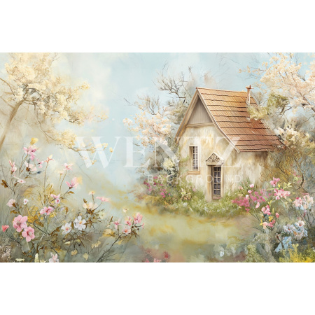 Fabric Photography Background Easter House / Backdrop 5669