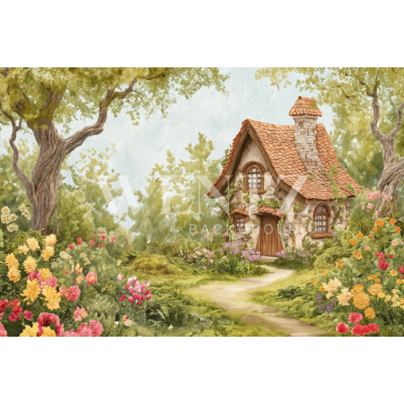 Fabric Photography Background Easter House / Backdrop 5671