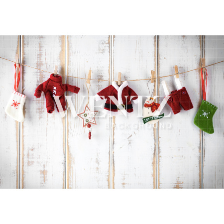 Fabric Photography Background Clothesline Woddy Christmas / Backdrop 756
