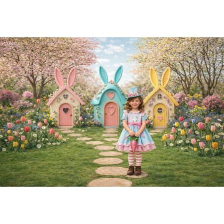 Fabric Photography Background Easter Village / Backdrop 7987
