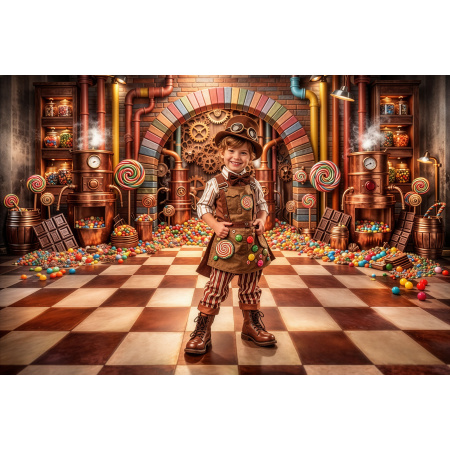 Fabric Photography Background Easter Chocolate Factory / Backdrop 8003
