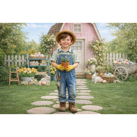 Fabric Photography Background Easter Rabbit House / Backdrop 8057