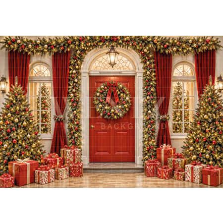 Fabric Photography Background Christmas Facade / Backdrop 8542