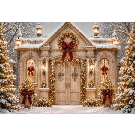 Fabric Photography Background Christmas House / Backdrop 8544