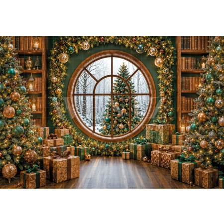 Fabric Photography Background Window Christmas / Backdrop 8546