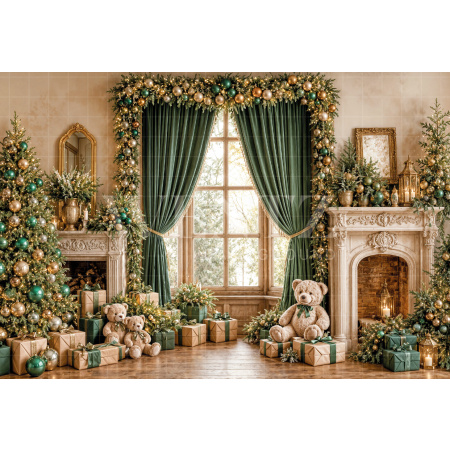 Fabric Photography Background Christmas Room / Backdrop 8548