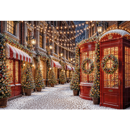 Fabric Photography Background Christmas Village / Backdrop 8549