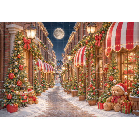 Fabric Photography Background Christmas Village / Backdrop 8559