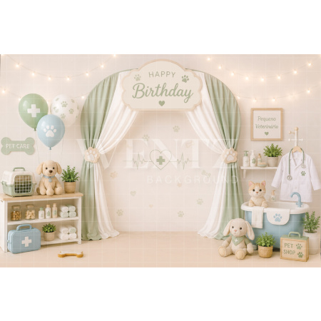 Fabric Photography Background Little Veterinarian Cake Smash / Backdrop 8818