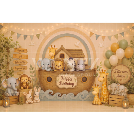 Fabric Photography Background Noah's Ark Cake Smash / Backdrop 8828