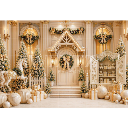 Fabric Photography Background Christmas Facade / Backdrop 8855
