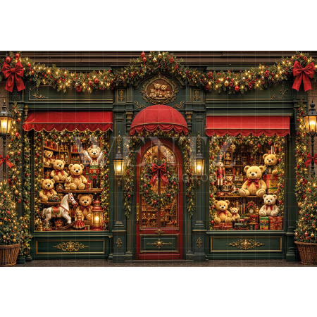Fabric Photography Background Christmas Shop / Backdrop 8856