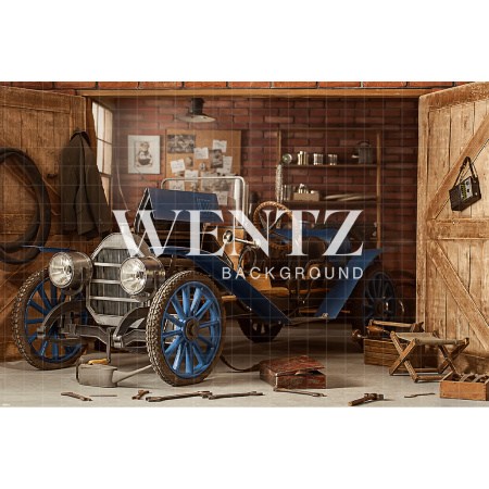 Fabric Photography Background Car and Daddy Garage / Backdrop 1862