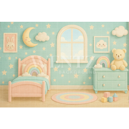 Fabric Photography Background Room with Clouds / Backdrop 7709