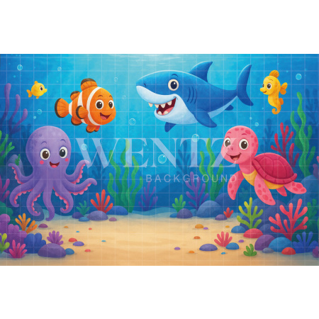 Fabric Photography Background Children’s Day Under the Sea / Backdrop 7710