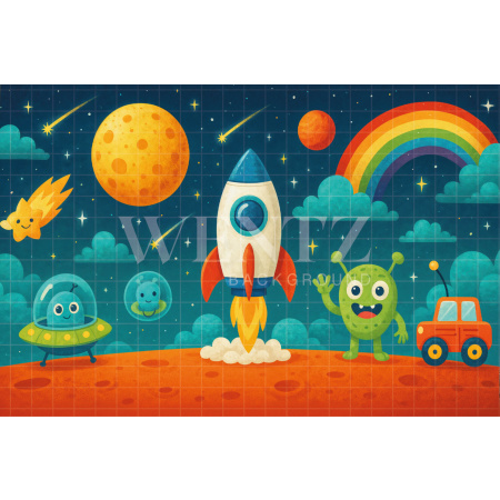 Fabric Photography Background Rocket Children's Day / Backdrop 7711