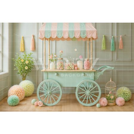 Fabric Photography Background Children's Day Candy Cart / Backdrop 7789