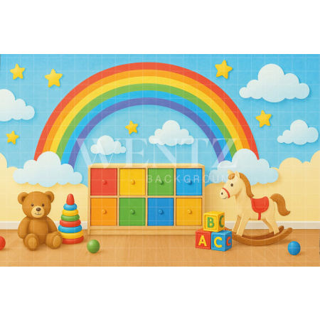 Fabric Photography Background Children's Day Rainbow / Backdrop 7717