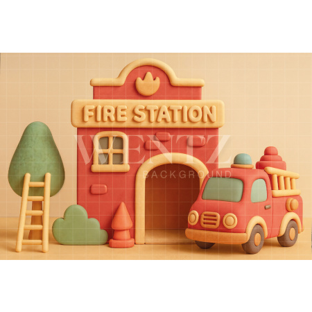 Fabric Photo Background Children's Day Firefighter / Backdrop 7723