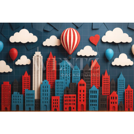 Fabric Photography Background Children's Day Buildings / Backdrop 7731