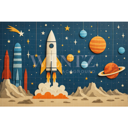Fabric Photography Background Children's Day Rocket / Backdrop 7736