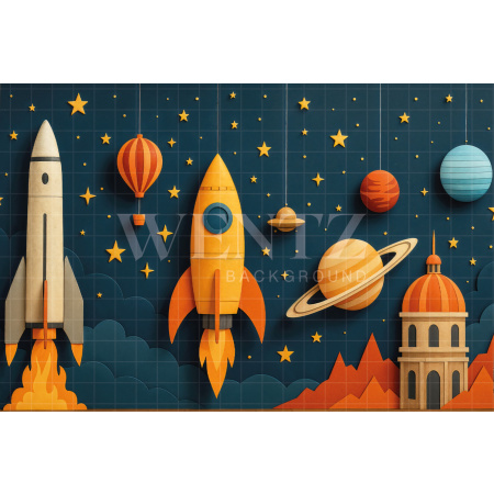 Fabric Photography Background Children's Day Rocket / Backdrop 7738