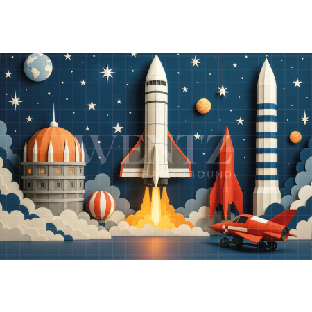 Fabric Photography Background Children's Day Rocket / Backdrop 7750