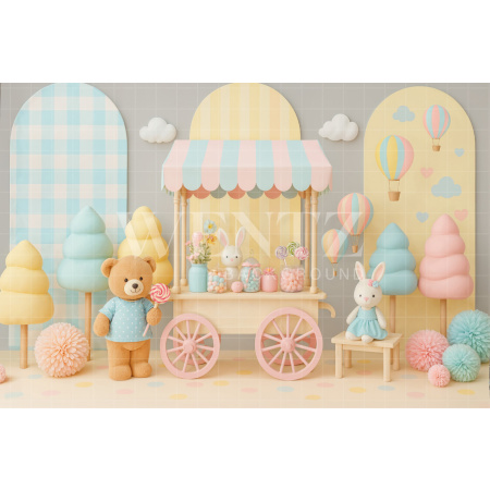 Fabric Photography Background Children's Day Candy Cart / Backdrop 7782