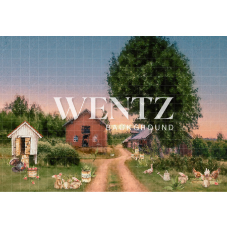 Fabric Photography Background Farm with Bunnies / Backdrop CW102