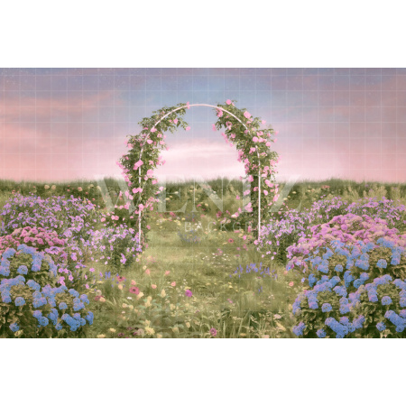 Fabric Photography Background Garden with Flower Arch / Backdrop CW171