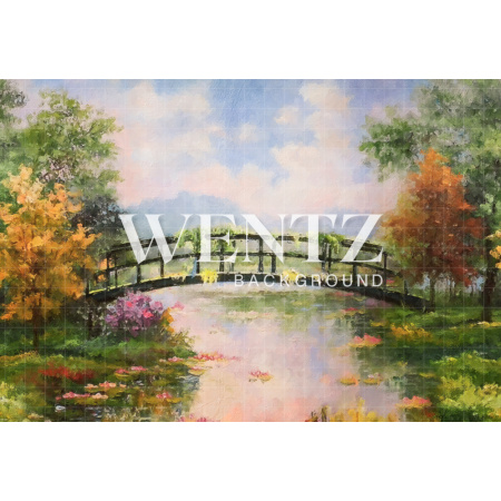 Fabric Photography Background Bridge with Trees / Backdrop CW46