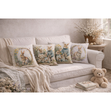 Pillow Case Easter Rabbit Family - 45 x 45 / WA58