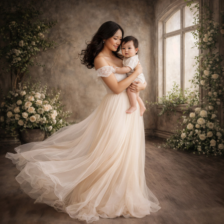 Fabric Photography Background Mother's Day Floral / Backdrop 8129