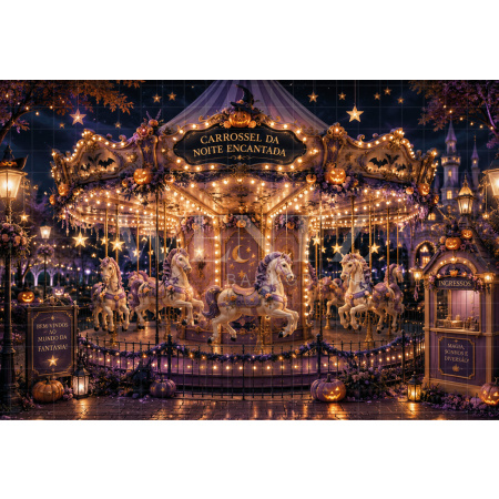 FFabric Photography Background Halloween Carousel / Backdrop 8902