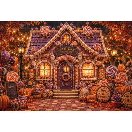 FFabric Photography Background Halloween Candy House / Backdrop 8904