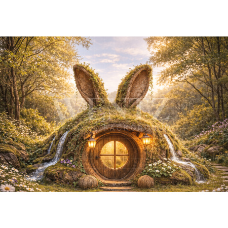 Fabric Photography Background Easter Rabbit House / Backdrop 8233
