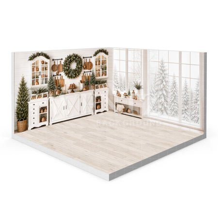 Fabric Photography Background Christmas Kitchen Set 3D / WTZ203