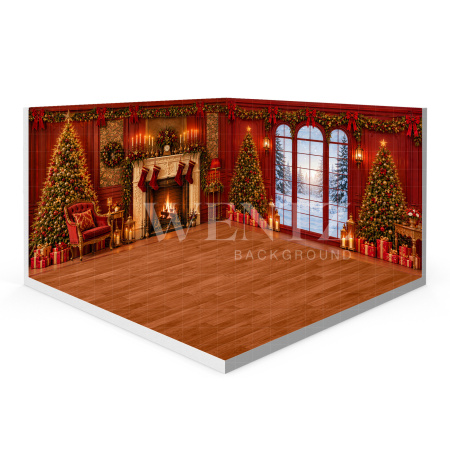 Fabric Photography Background Christmas Living Room Set 3D / WTZ207