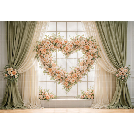 Fabric Photography Background Mother's Day Floral Heart / Backdrop 8145