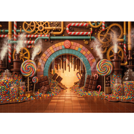 Fabric Photography Background Easter Chocolate Factory / Backdrop 8002