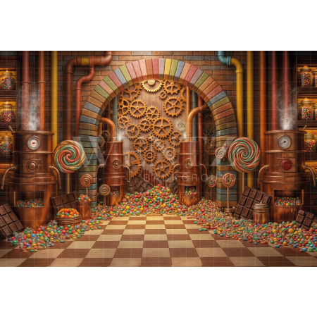 Fabric Photography Background Easter Chocolate Factory / Backdrop 8003