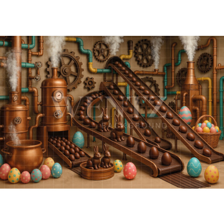 Fabric Photography Background Easter Chocolate Factory / Backdrop 8004